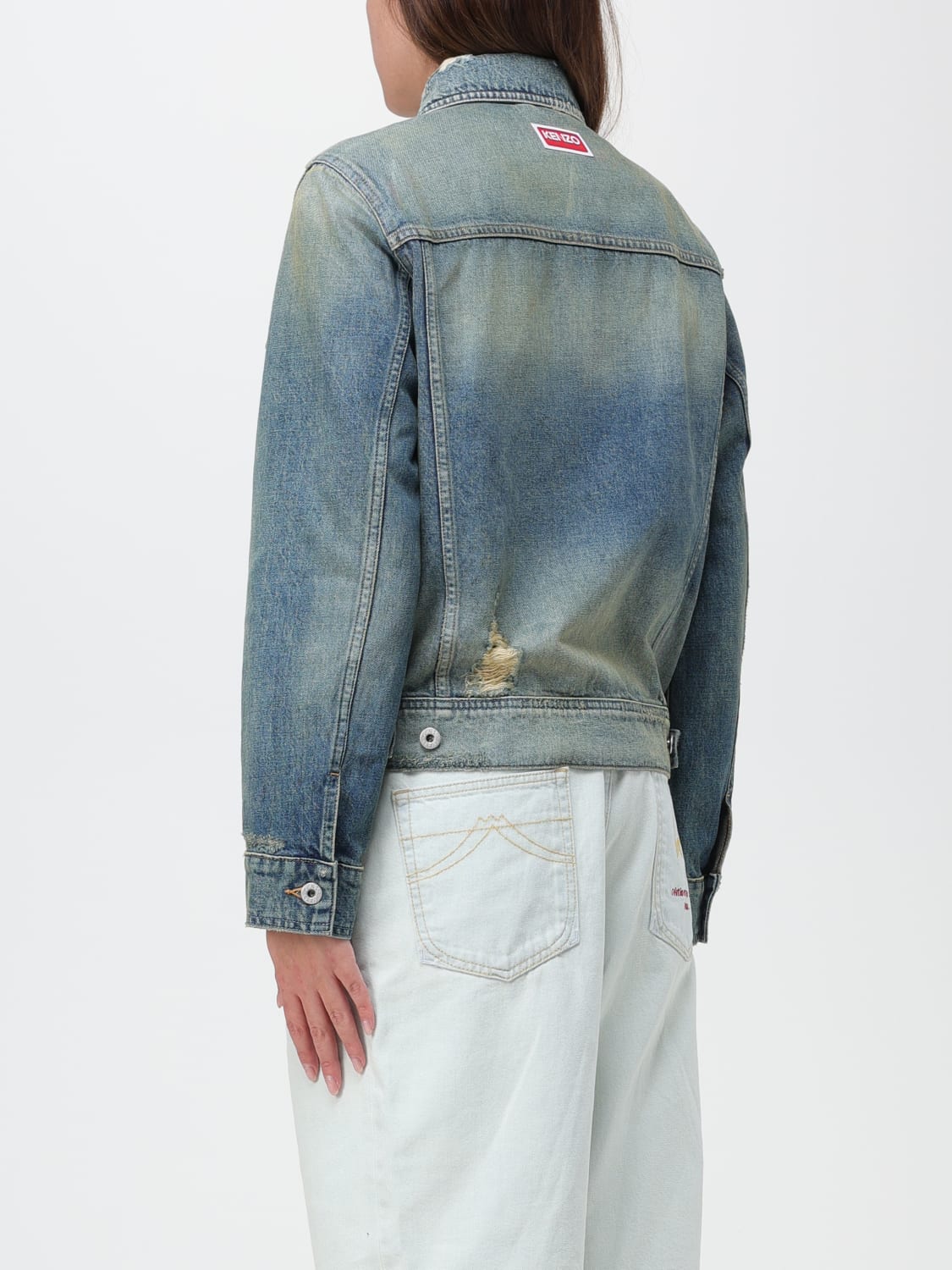 KENZO JACKET: Kenzo denim jacket with logo, Grey - Img 3