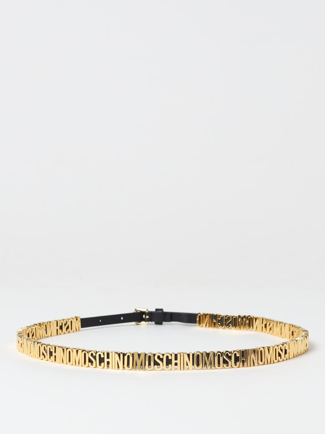 MOSCHINO COUTURE BELT: Moschino Couture leather belt with logo lettering, Black - Img 1