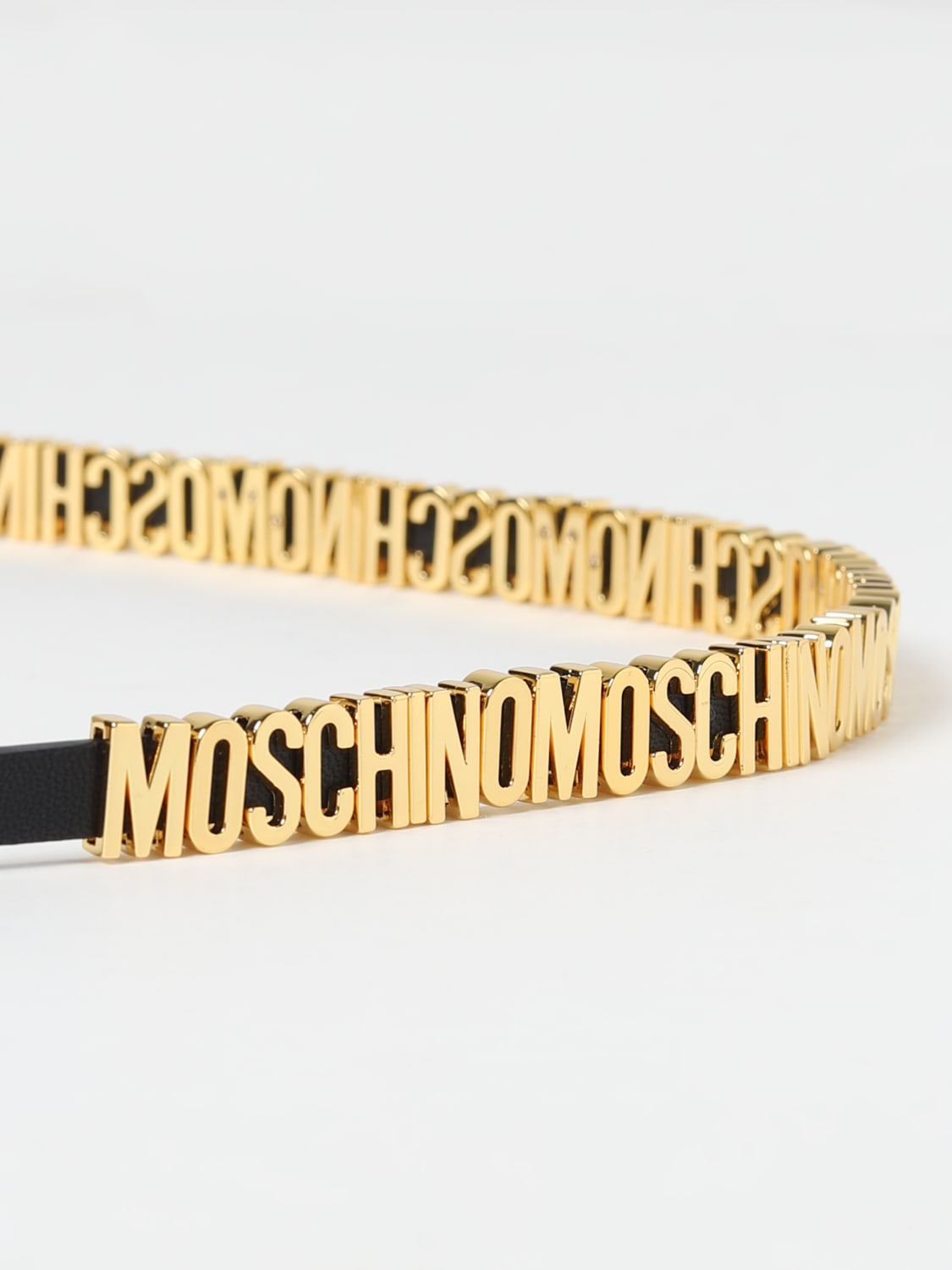 MOSCHINO COUTURE BELT: Moschino Couture leather belt with logo lettering, Black - Img 2