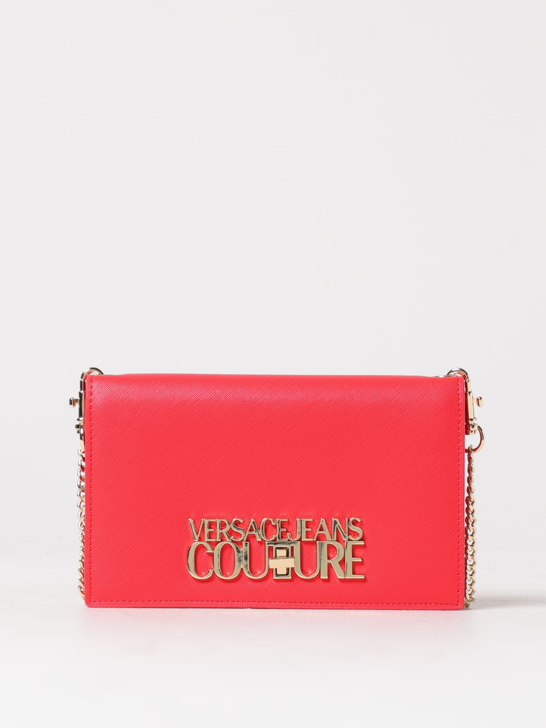 VERSACE JEANS COUTURE MINI BAG: Versace Jeans Couture mini wallet bag in saffiano synthetic leather, Red - Img 1