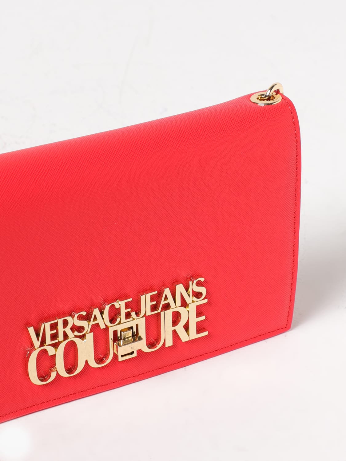 VERSACE JEANS COUTURE MINI BAG: Versace Jeans Couture mini wallet bag in saffiano synthetic leather, Red - Img 3