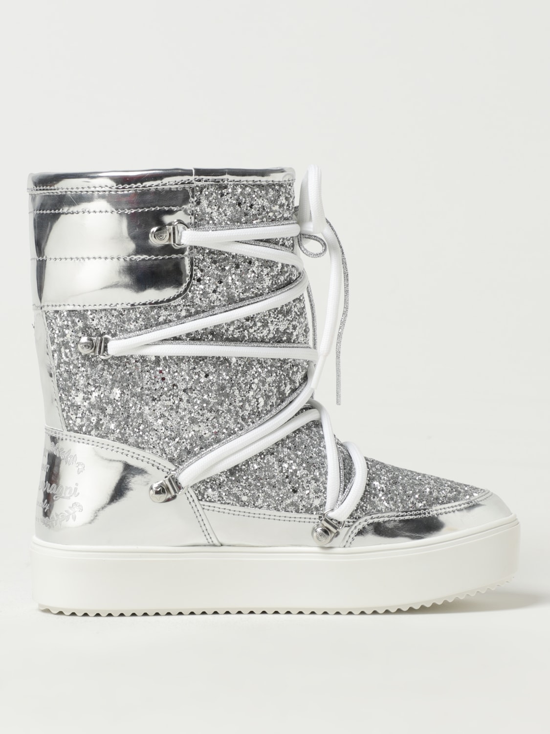 CHIARA FERRAGNI FLAT ANKLE BOOTS: Boots woman Chiara Ferragni, Silver - Img 1