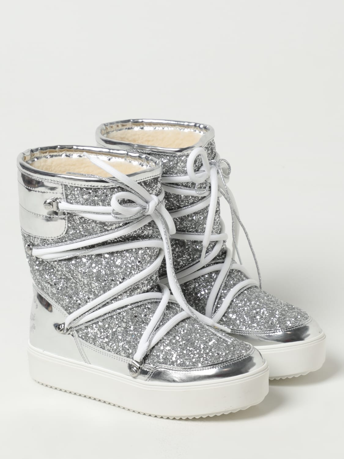 CHIARA FERRAGNI FLAT ANKLE BOOTS: Boots woman Chiara Ferragni, Silver - Img 2