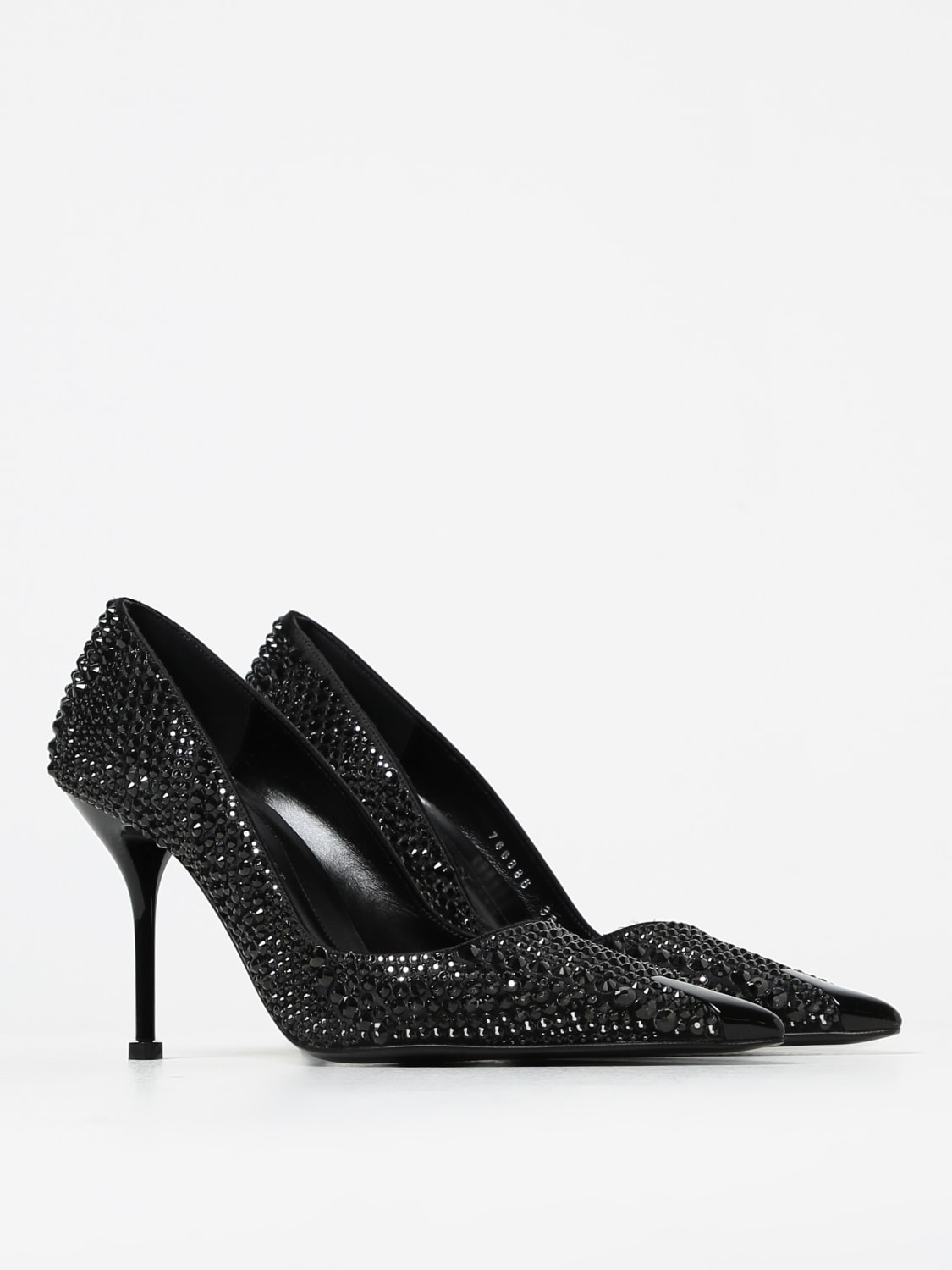 ALEXANDER MCQUEEN HIGH HEEL SHOES: Alexander McQueen pumps in leather with rhinestones, Black - Img 2