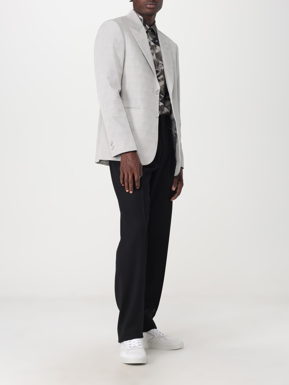 FENDI BLAZER: Fendi single-breasted blazer in wool blend, Beige - Img 2