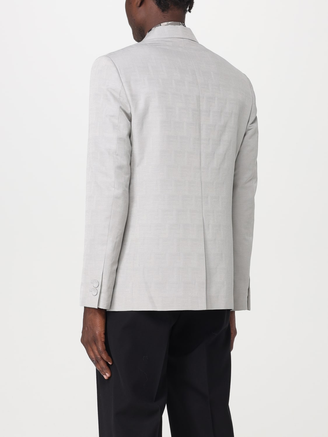 FENDI BLAZER: Fendi single-breasted blazer in wool blend, Beige - Img 3