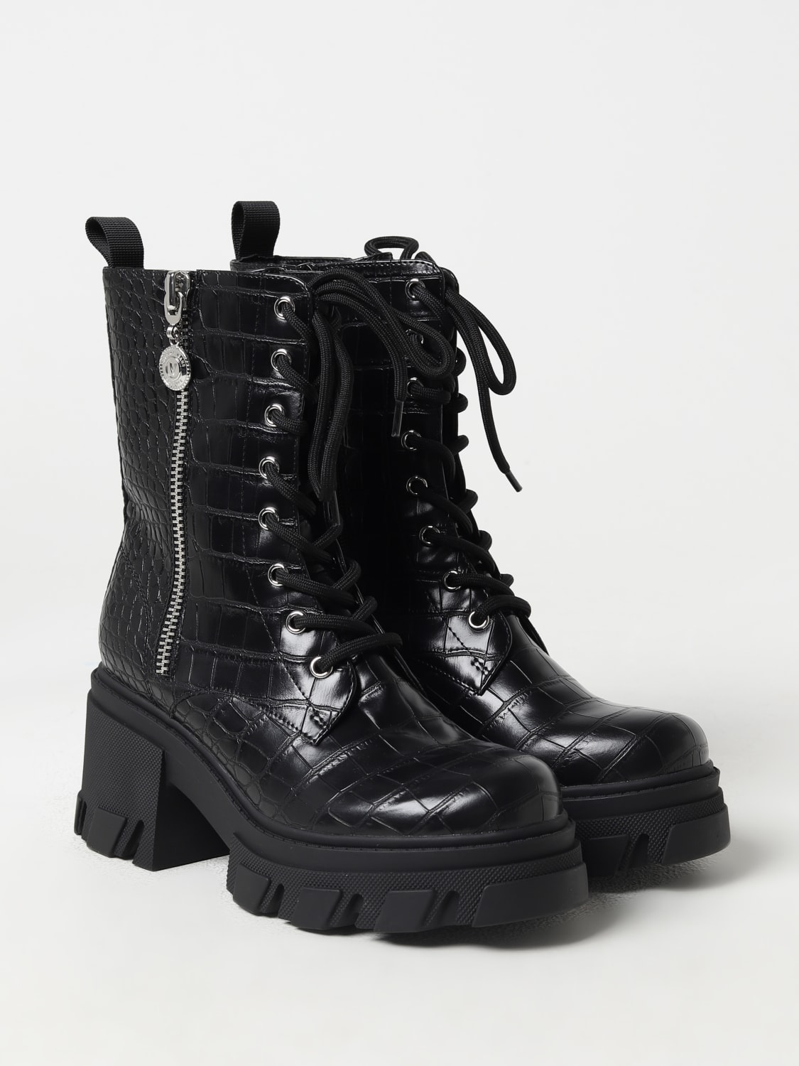 VERSACE JEANS COUTURE FLAT ANKLE BOOTS: Versace Jeans Couture ankle boots in synthetic leather, Black - Img 2