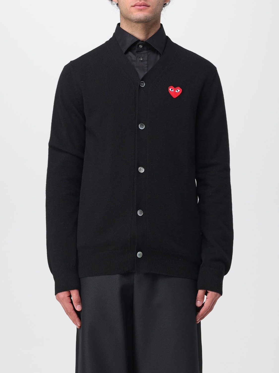 COMME DES GARCONS PLAY Sweater men Black Comme Des Garcons Play cardigan P1N008 online at GIGLIO.COM