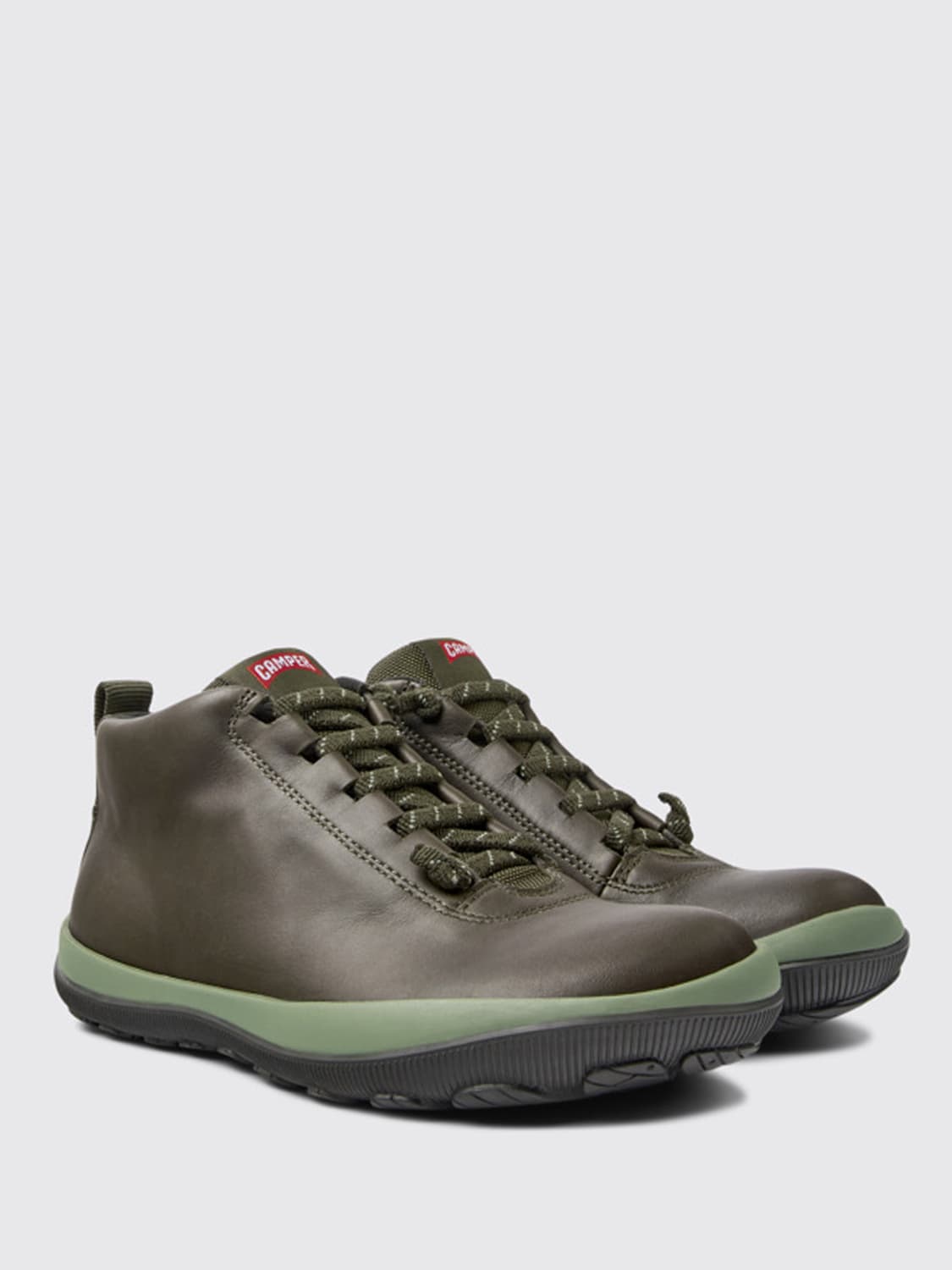 CAMPER Peu Pista GORE TEX ankle boots in leather Green Camper flat ankle boots K400481 017 PEU PISTA GORE TEX online at GIGLIO.COM