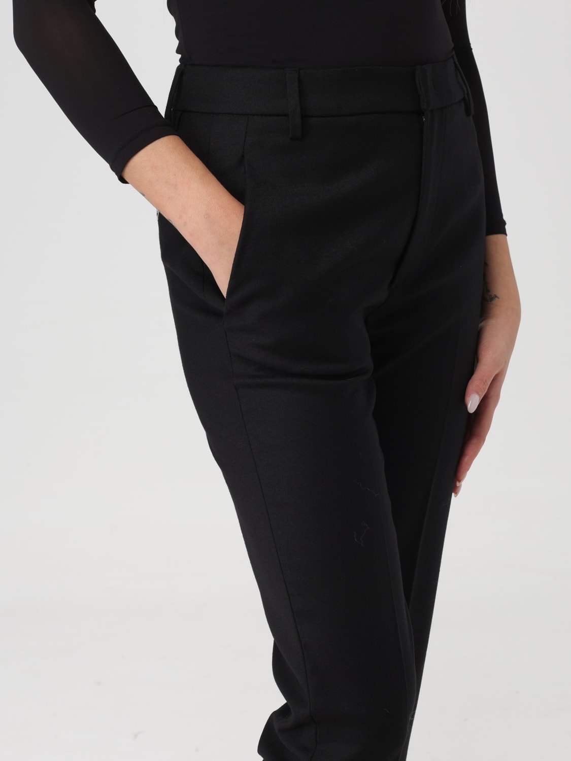 パンツ DONDUP Woman Pants Black 1 DP576ZWS0105DXXX 999 Dondup Outlet: pants in synthetic fabric - Black 1 | Dondup