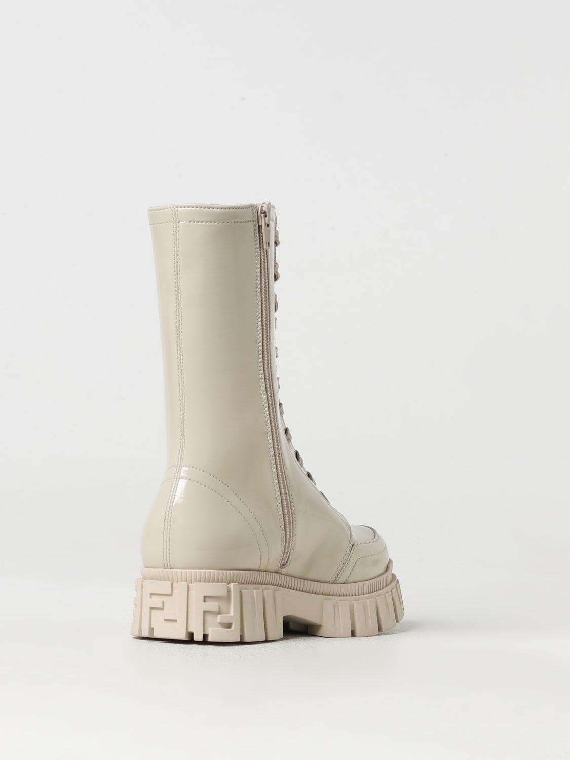 FENDI SHOES: Fendi Kids patent leather boots, Beige - Img 3