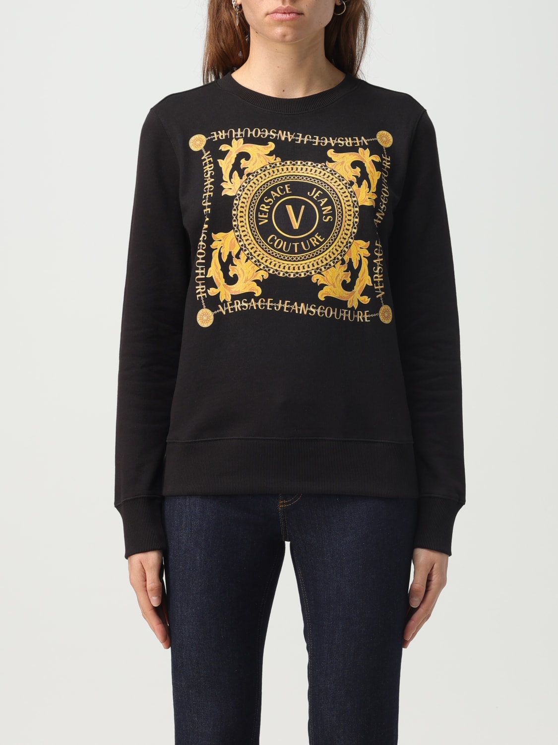 VERSACE JEANS COUTURE SWEATSHIRT: Sweatshirt woman Versace Jeans Couture, Black - Img 1