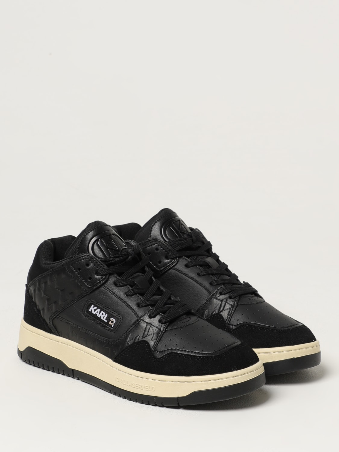 KARL LAGERFELD SNEAKERS: Sneakers Karl Lagerfeld in pelle e nylon con logo applicato, Nero - Img 2