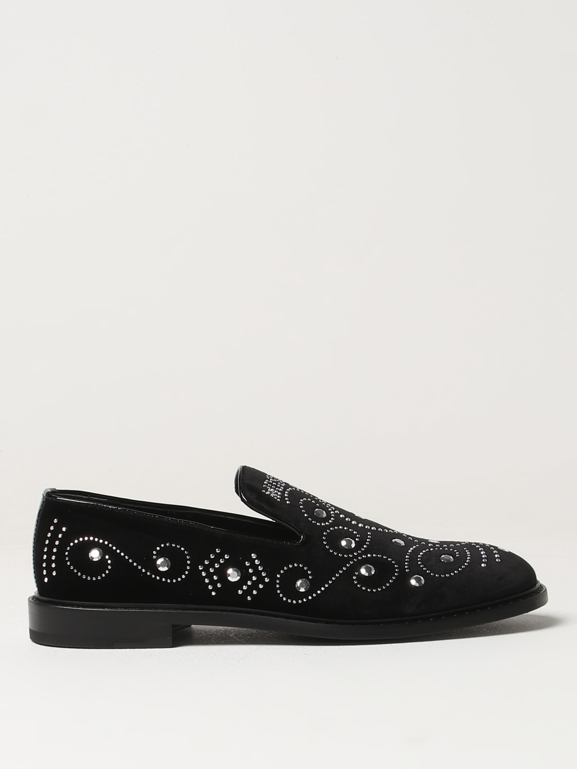 MOSCHINO COUTURE LOAFERS: Moschino Couture velvet mocassins, Black - Img 1