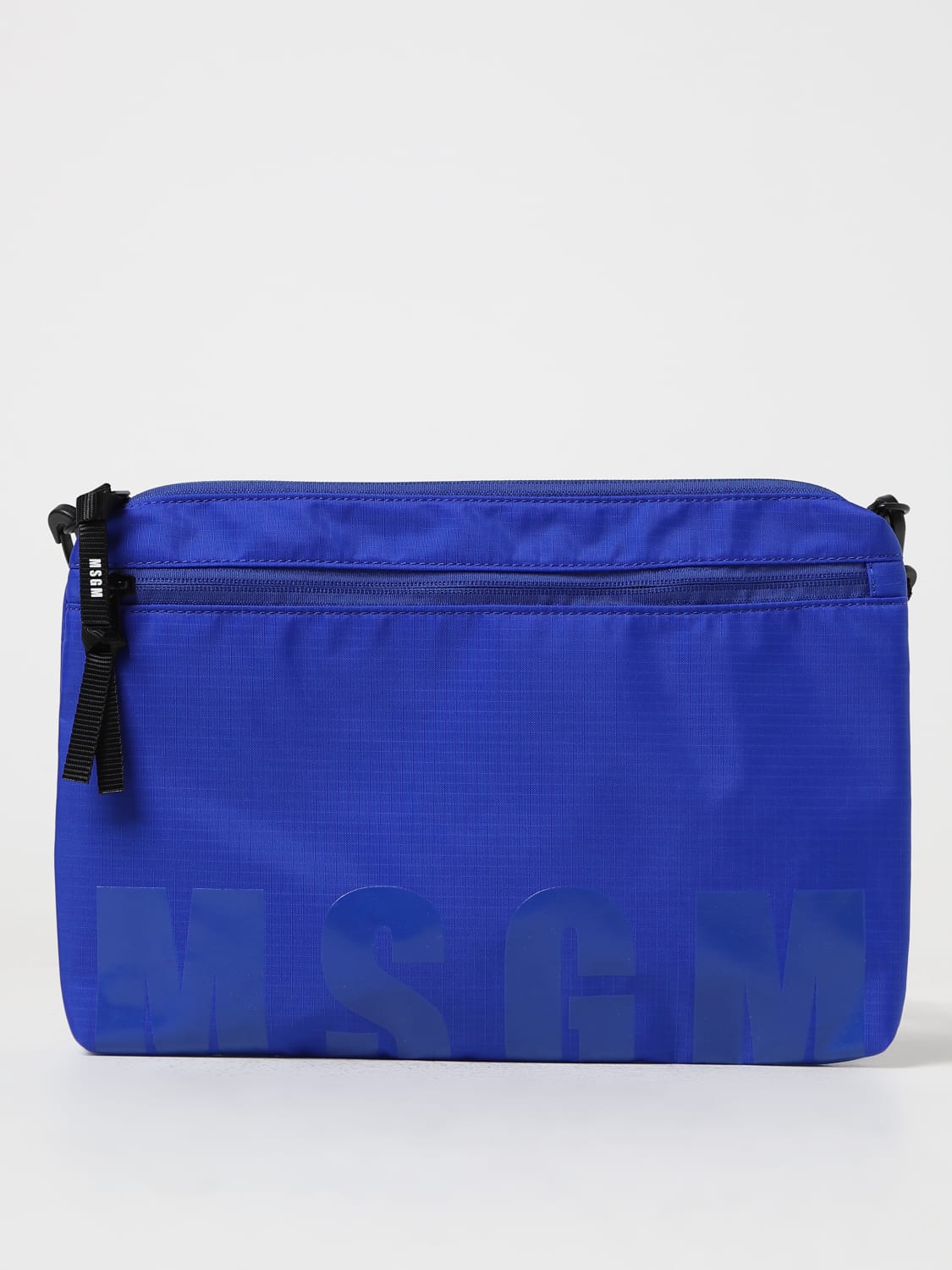 MSGM BAGS: MSGM nylon bag with logo, Blue - Img 1