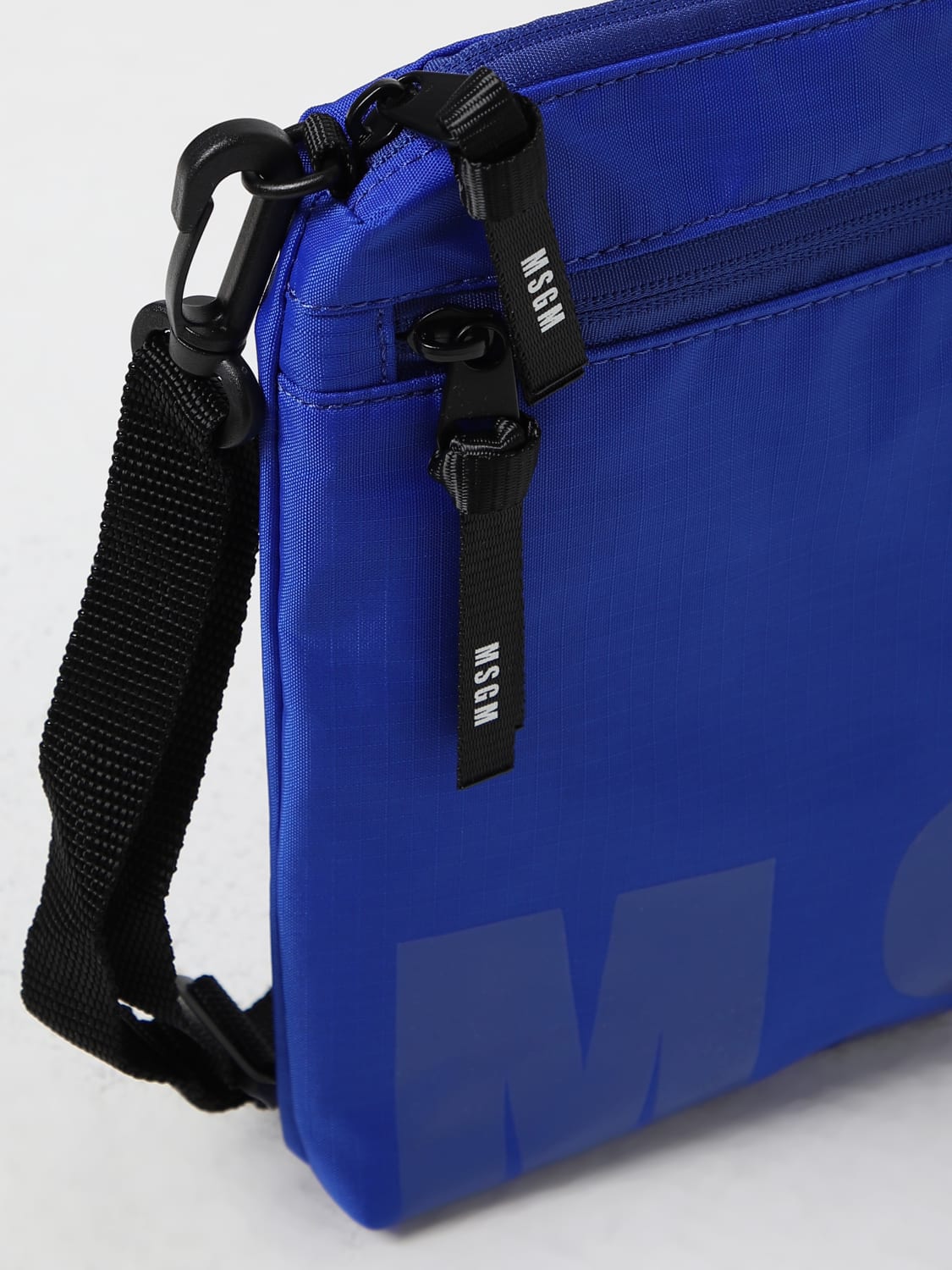 MSGM BAGS: MSGM nylon bag with logo, Blue - Img 3