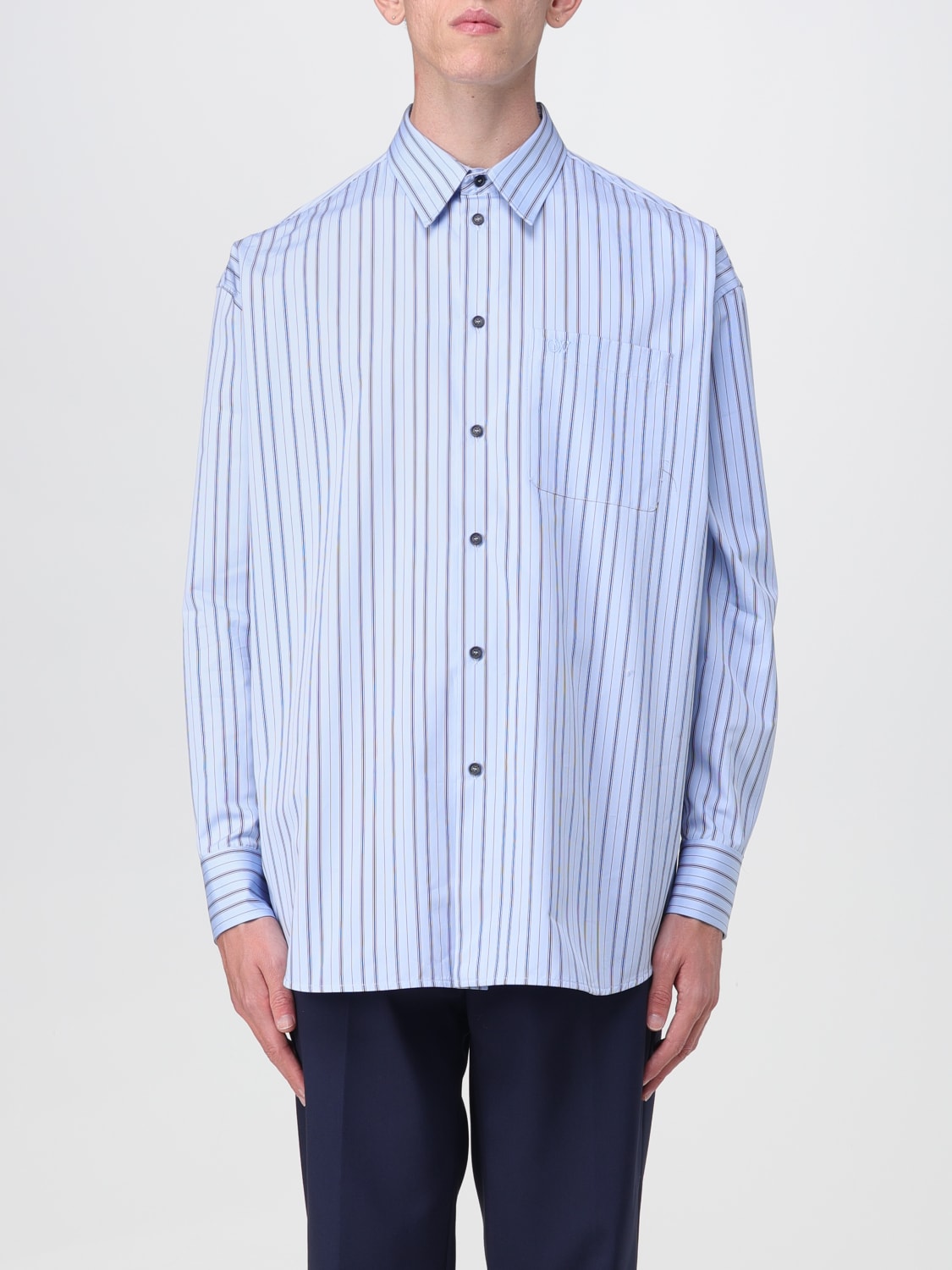 OFF-WHITE CAMISA: Camisa hombre Off-white, Azul Oscuro - Img 1