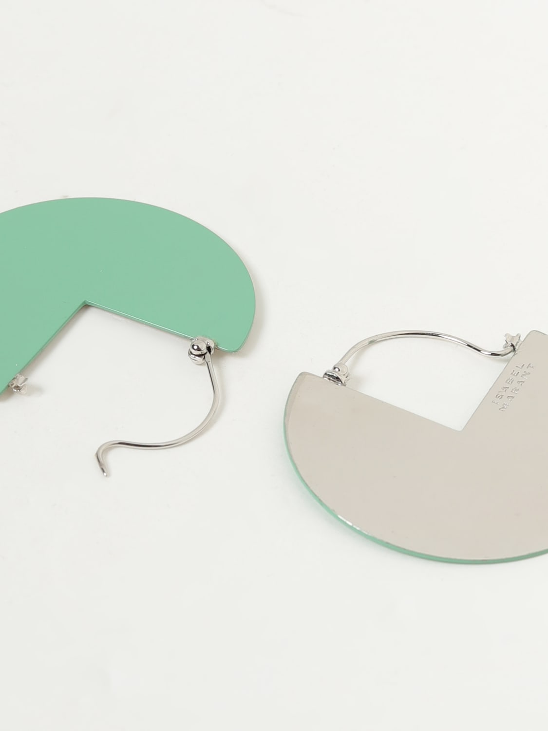 ISABEL MARANT JEWEL: Isabel Marant 90° earrings in metal, Green - Img 2