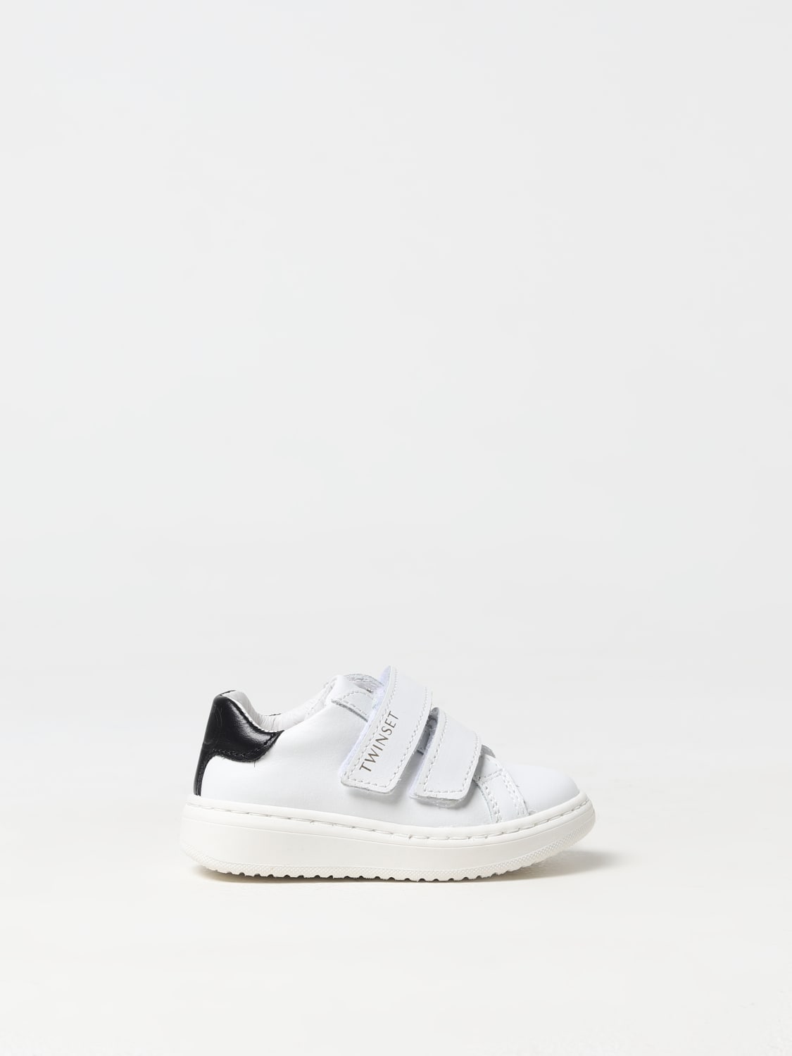 TWINSET SNEAKERS: Twinset leather sneakers with velcro, White - Img 1