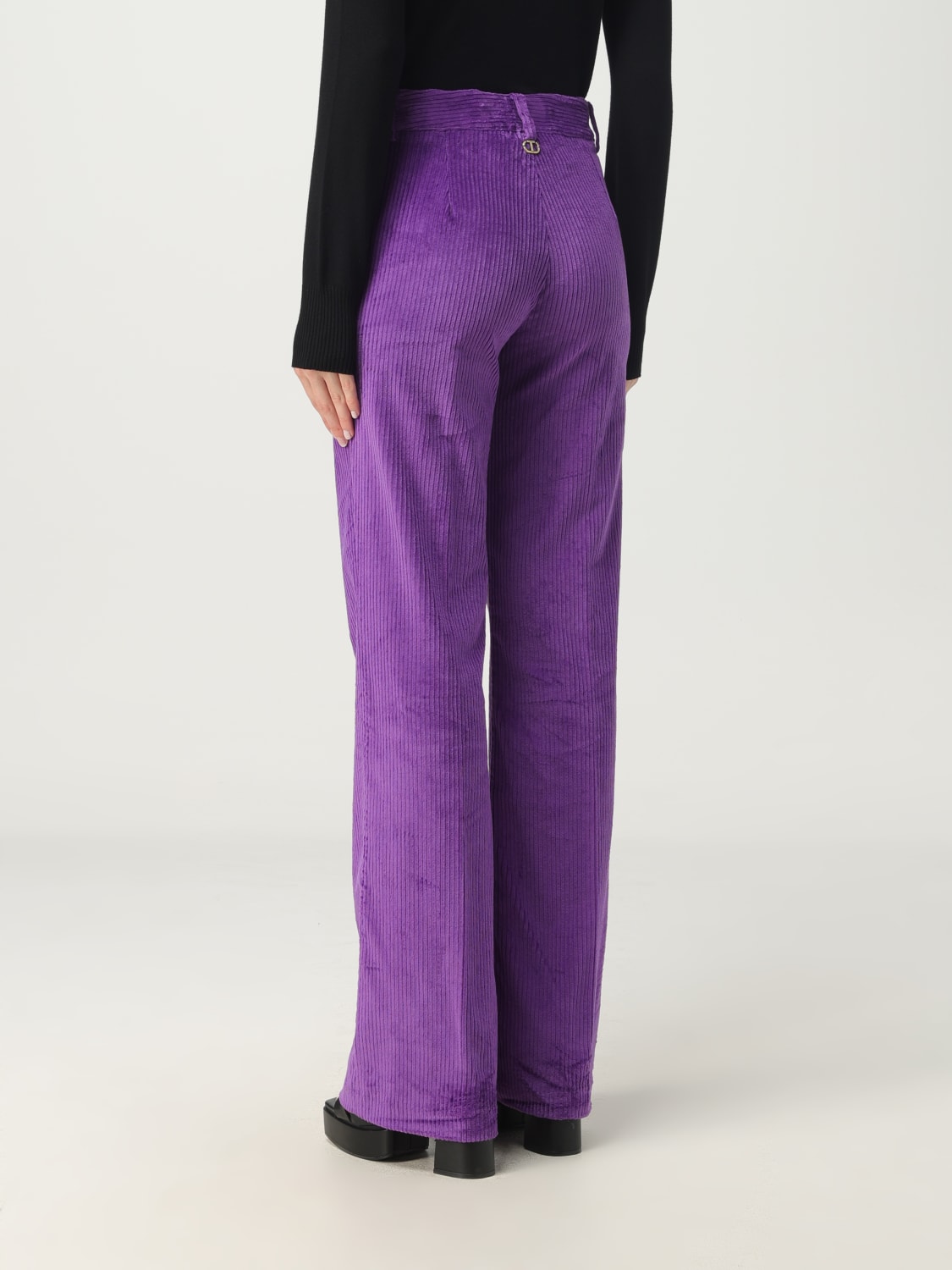 TWINSET PANTS: Twinset velvet pants, Lavander - Img 2