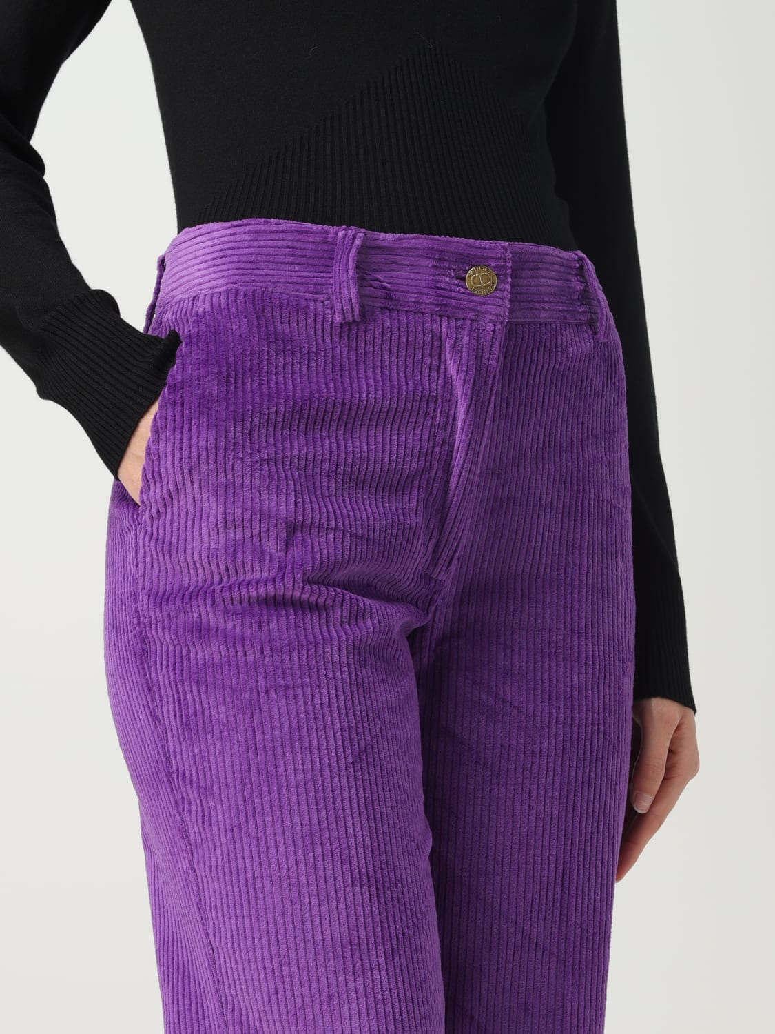 TWINSET PANTS: Twinset velvet pants, Lavander - Img 3