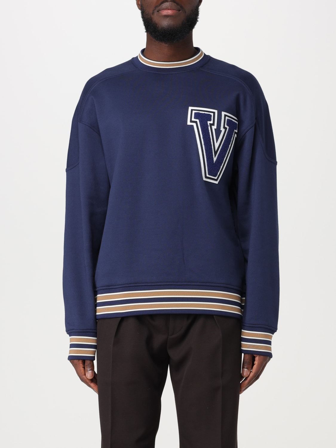 VALENTINO SWEATSHIRT: Valentino Garavani sweatshirt in jersey with logo, Blue - Img 1