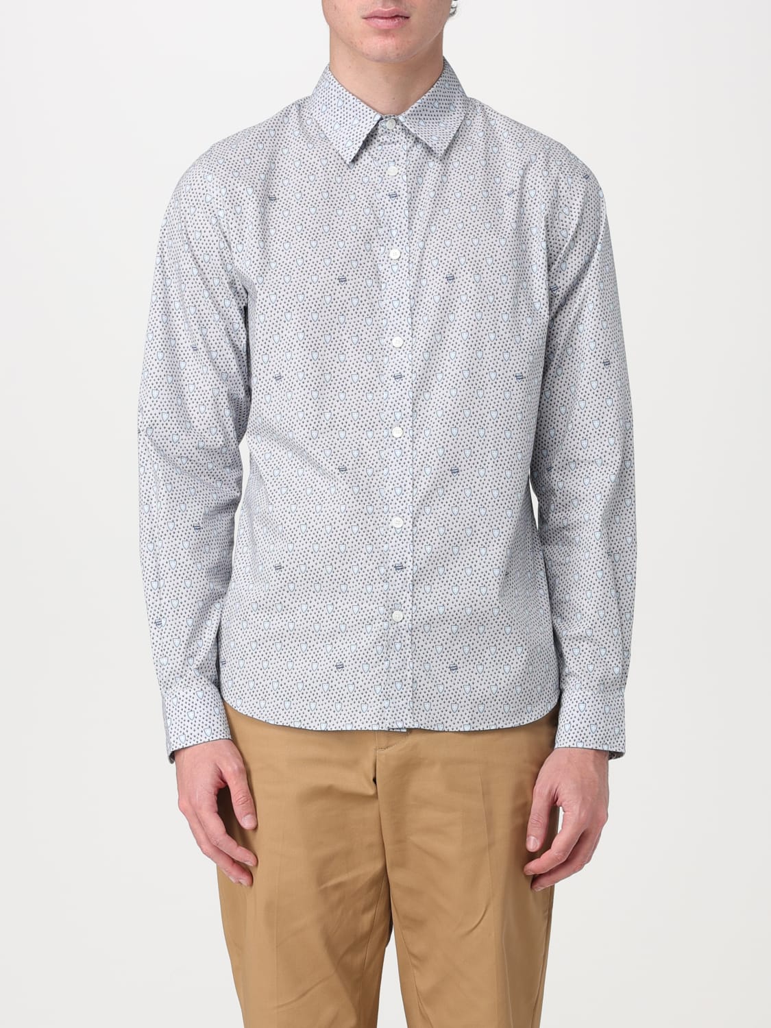 MAISON KITSUNÉ SHIRT: Maison Kitsuné shirt in cotton poplin with print, Navy - Img 1