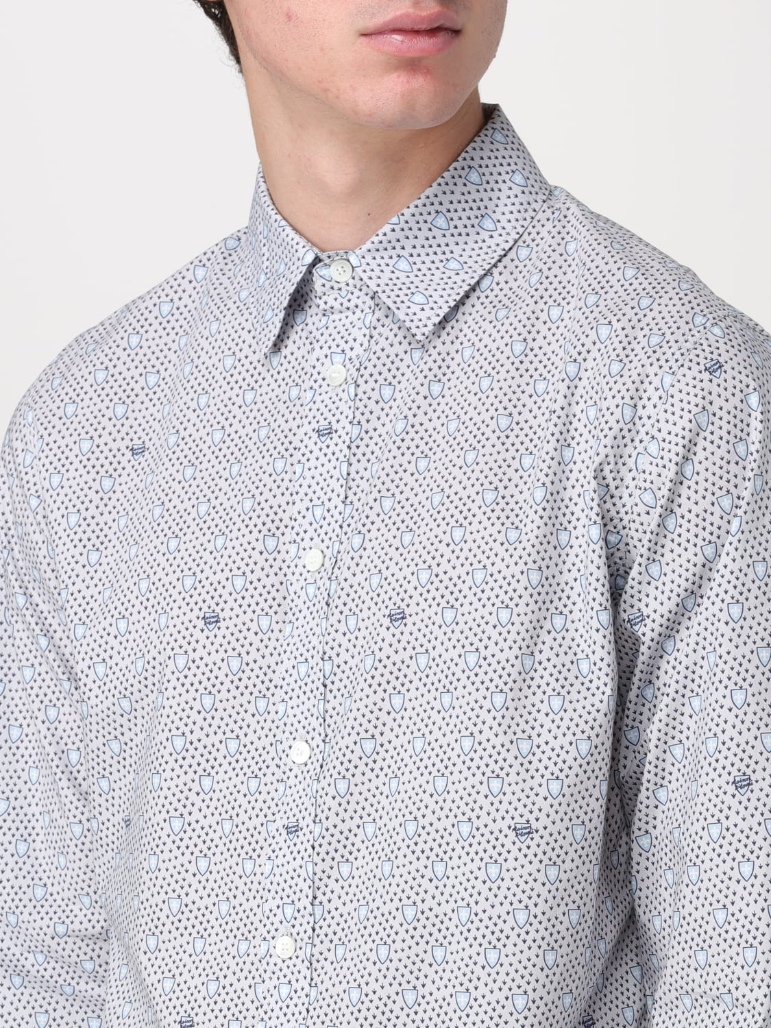 MAISON KITSUNÉ SHIRT: Maison Kitsuné shirt in cotton poplin with print, Navy - Img 4