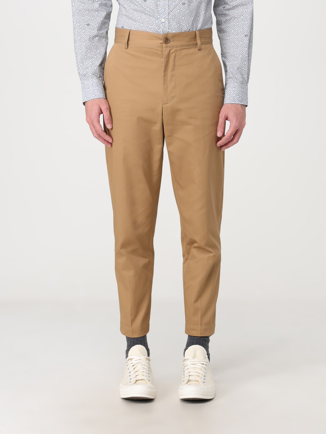 MAISON KITSUNÉ PANTS: Maison Kitsuné pants in cotton gabardine, Beige - Img 1