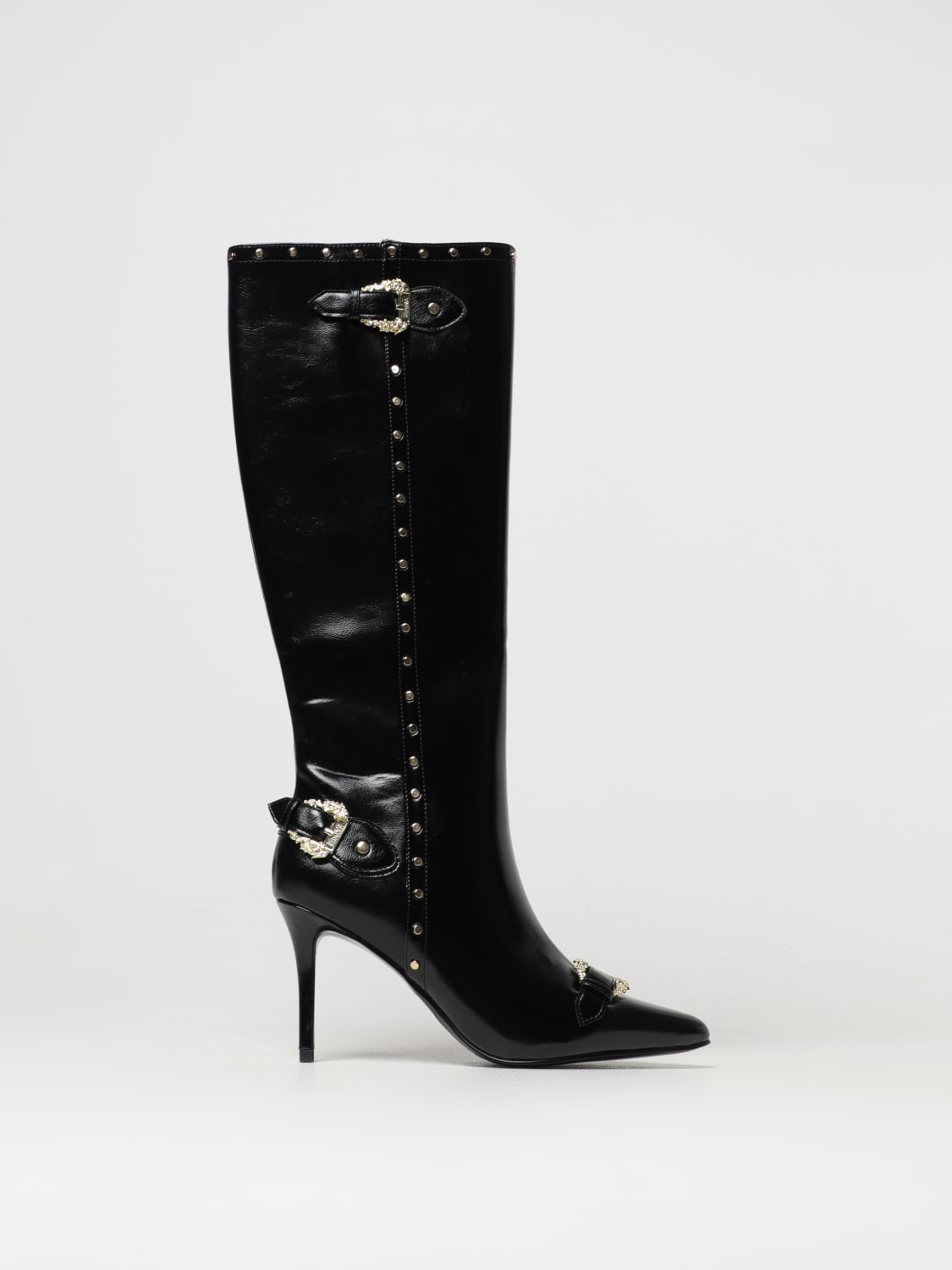 VERSACE JEANS COUTURE BOOTS: Flat ankle boots woman Versace Jeans Couture, Black - Img 1