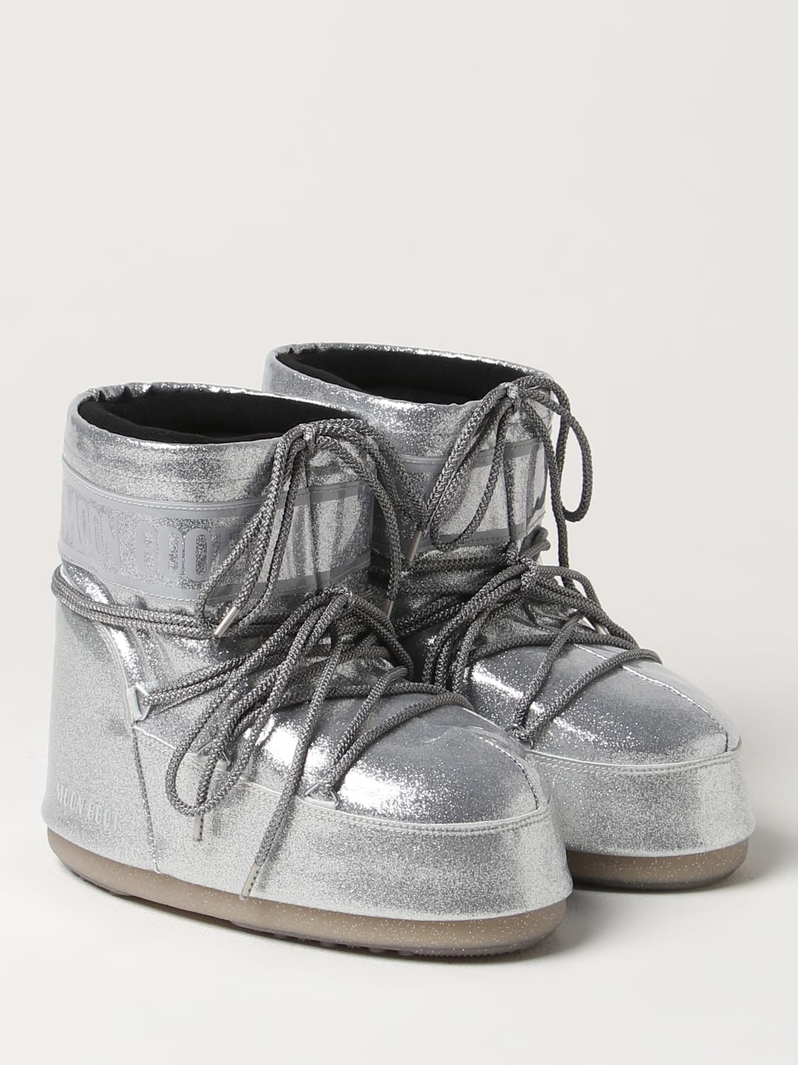 ショートブーツ・ブーティ MOON BOOT Woman Flat ankle boots Silver 80D1409440 H001 Moon Boot Outlet: Shoes woman - Silver | Moon Boot flat