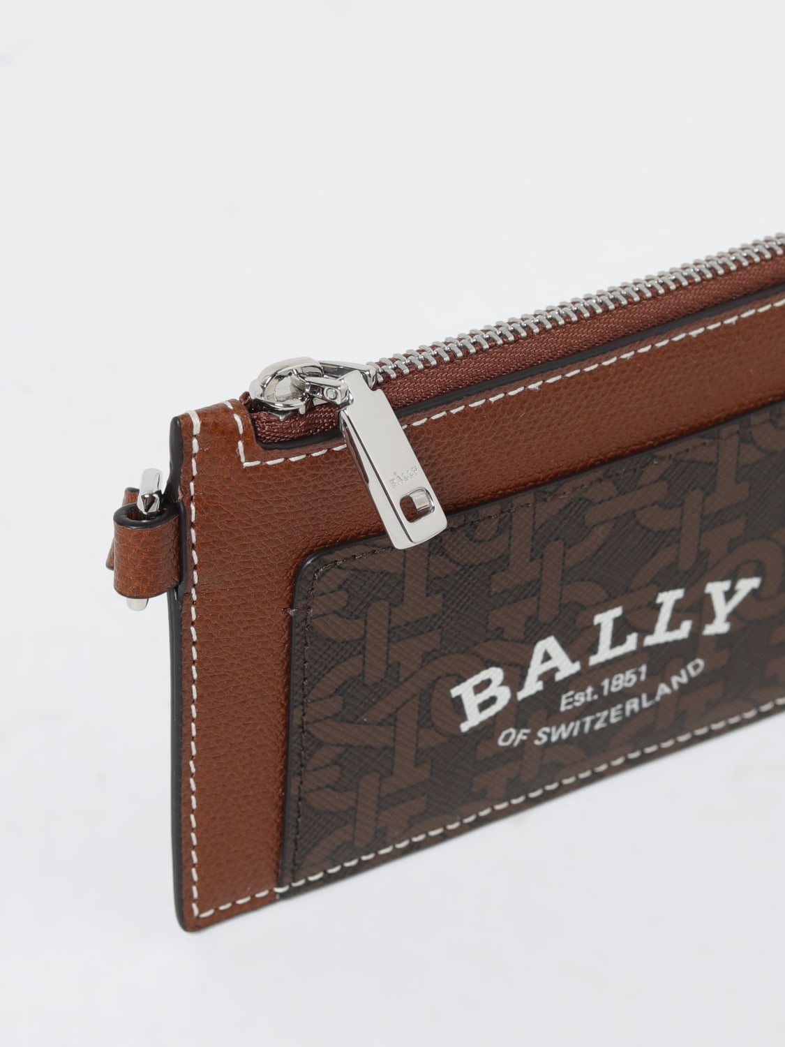 BALLY credit card holder in grained leather Brown Bally wallet BABEELTML online at GIGLIO.COM