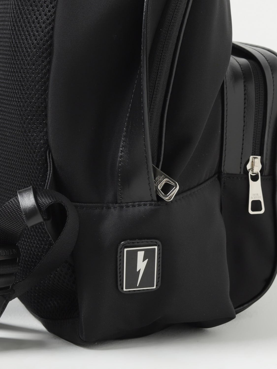 NEIL BARRETT BACKPACK: Neil Barrett nylon backpack with print, Black - Img 3