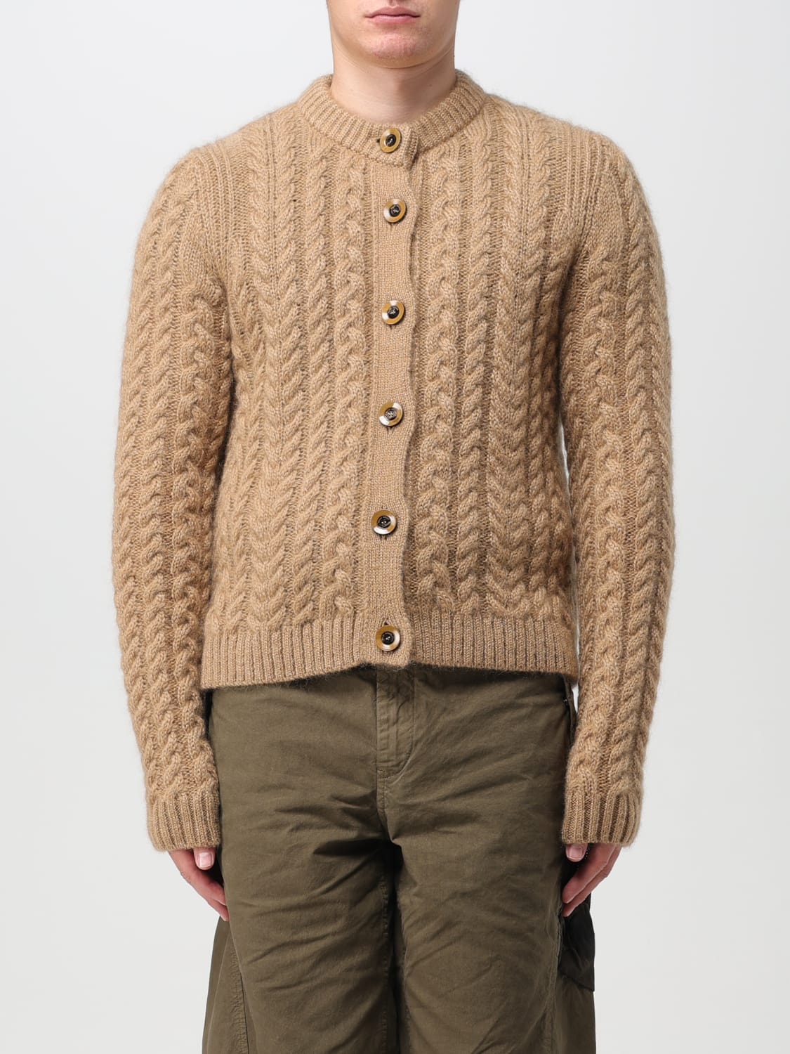 WALES BONNER: Cardigan men - Kaki | Wales Bonner cardigan MA23KN04KN02 ...