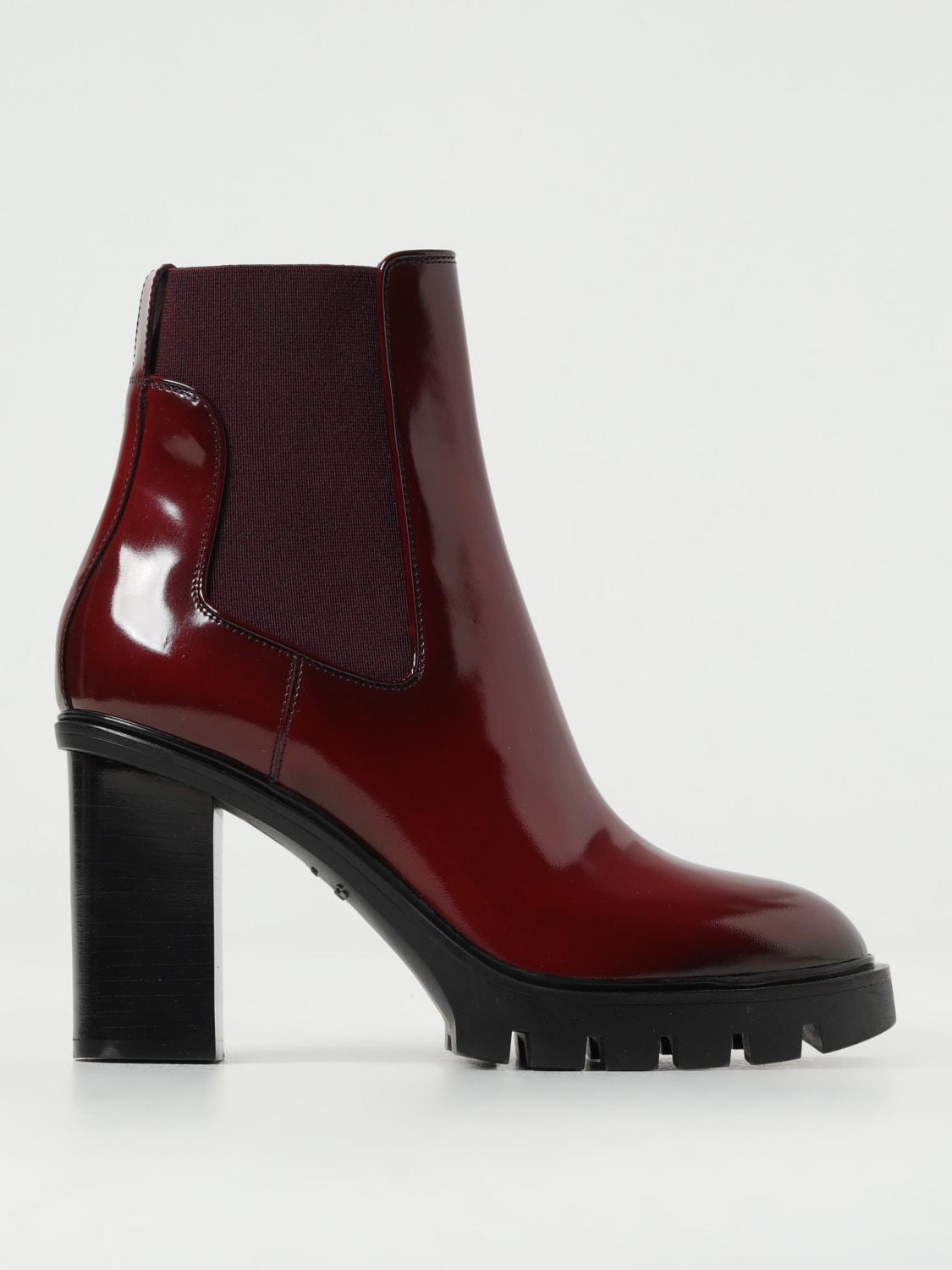 SANTONI HEELED BOOTIES: Santoni patent leather ankle boots, Red - Img 1