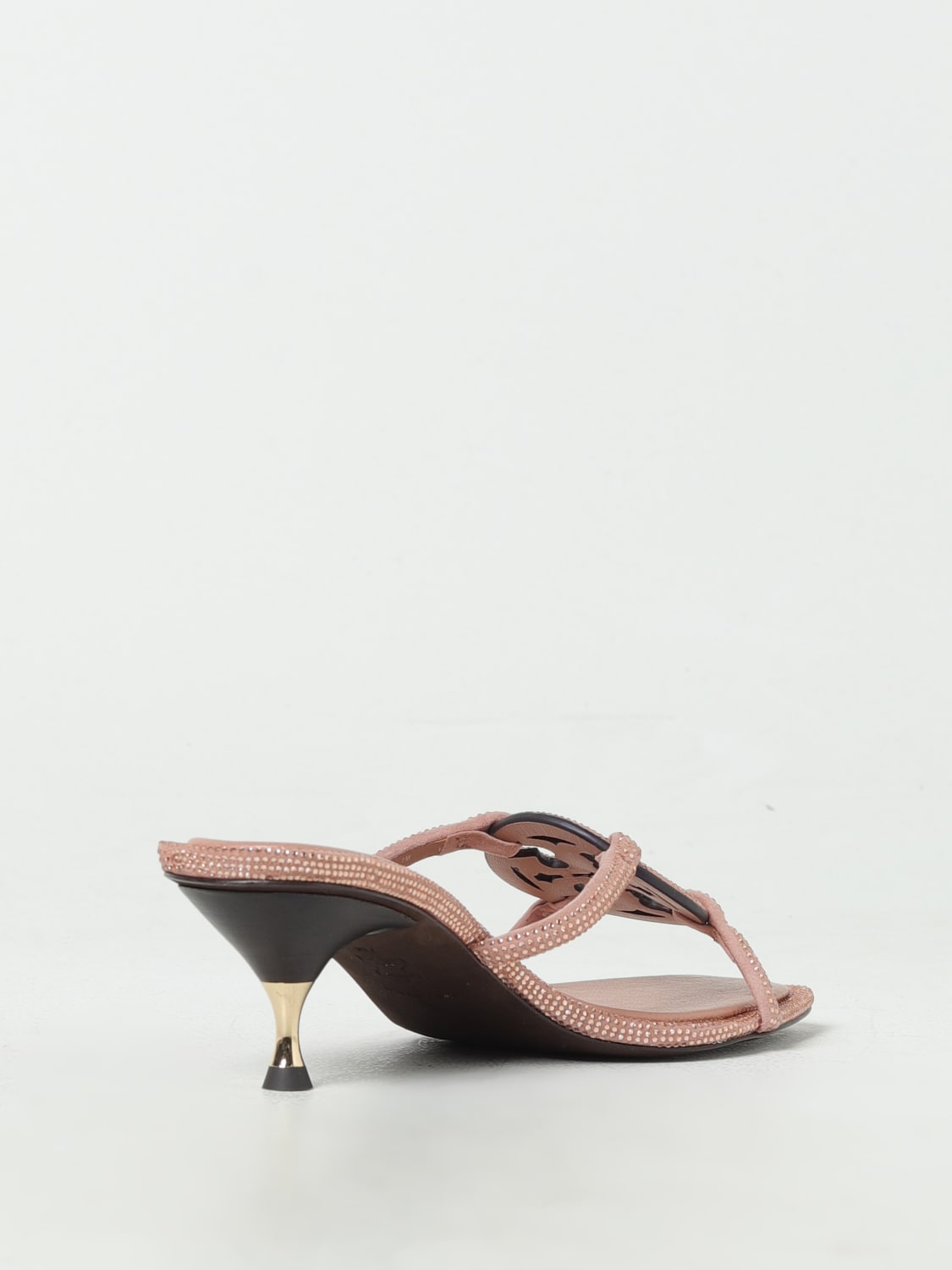 TORY BURCH SANDALI CON TACCO: Sandalo Geo Tory Burch in camoscio con strass all over, Lilla - Img 3