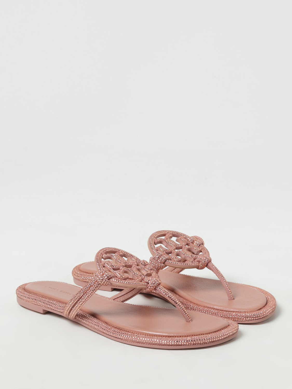 Tory Burch Miller flip flops in suede with rhinestones