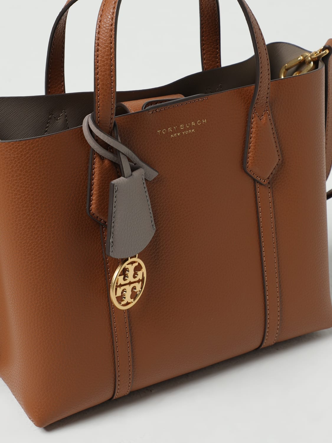 TORY BURCH Perry bag in grained leather with shoulder strap Brown Tory Burch handbag 81928 online at GIGLIO.COM