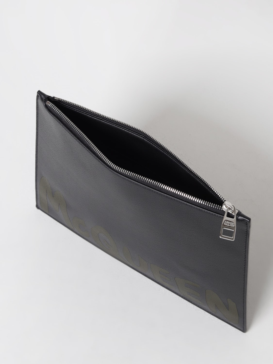 ALEXANDER MCQUEEN BRIEFCASE: Alexander McQueen clutch in micro grained leather, Black - Img 4