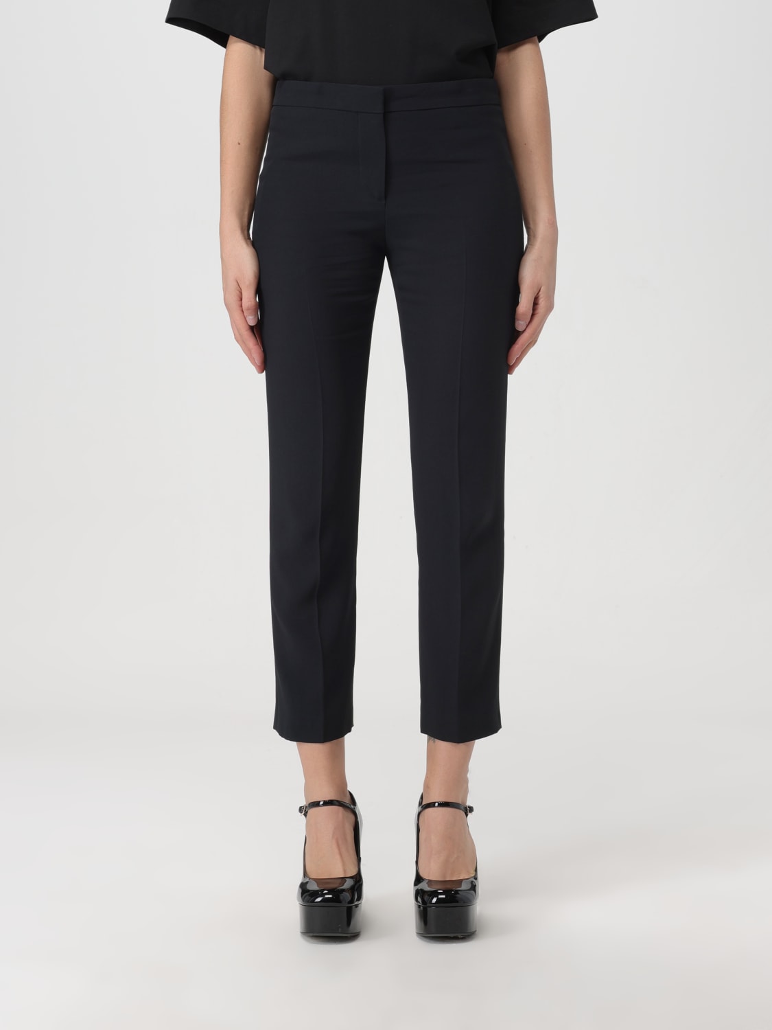 パンツ ALEXANDER MCQUEEN Women Pants 756388QJAAC 1000 Black Alexander McQueen zip-detail-high-waisted Trousers | Black