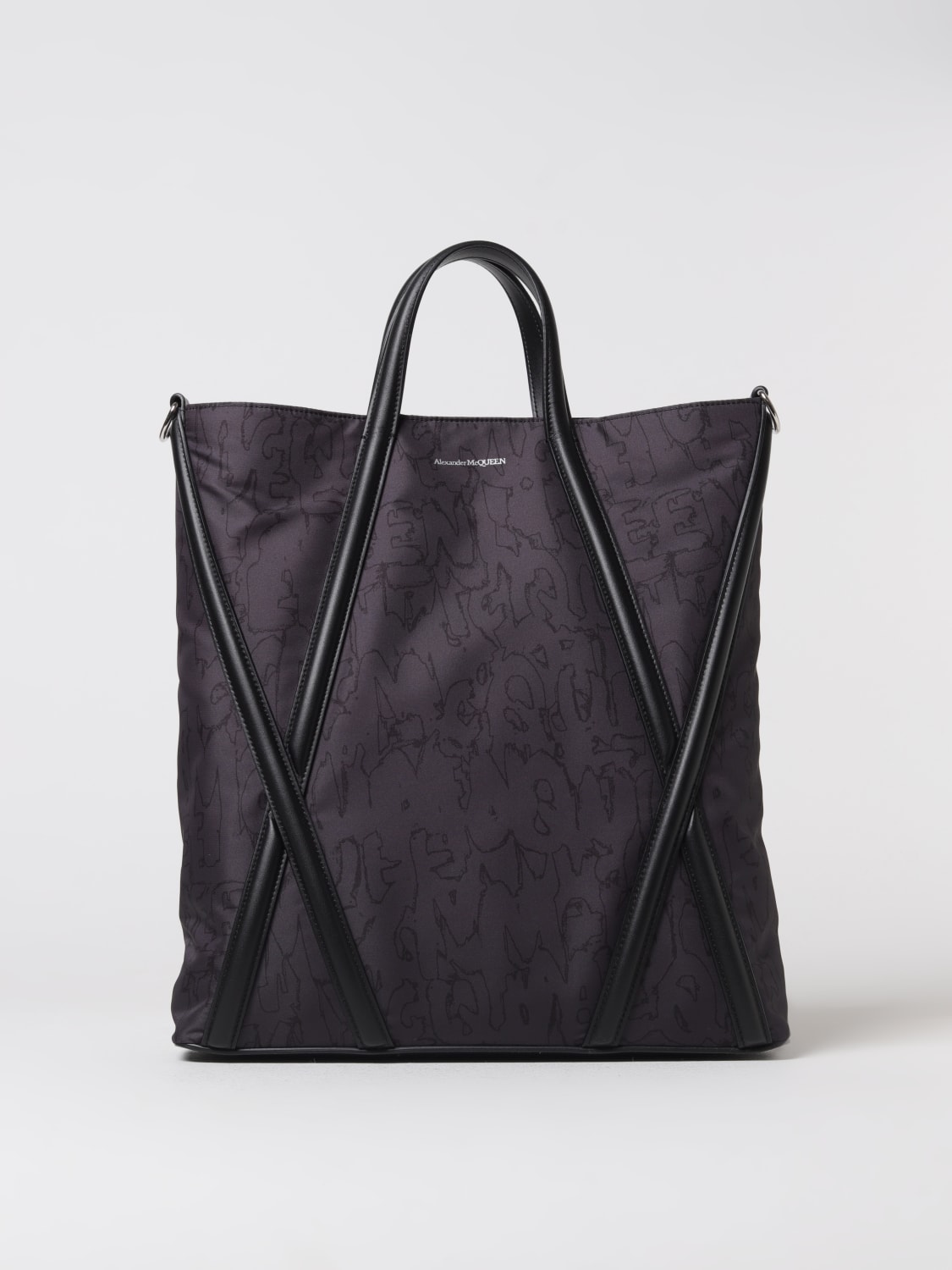 McQueen Outlet: bag in nylon and leather - Black | McQueen