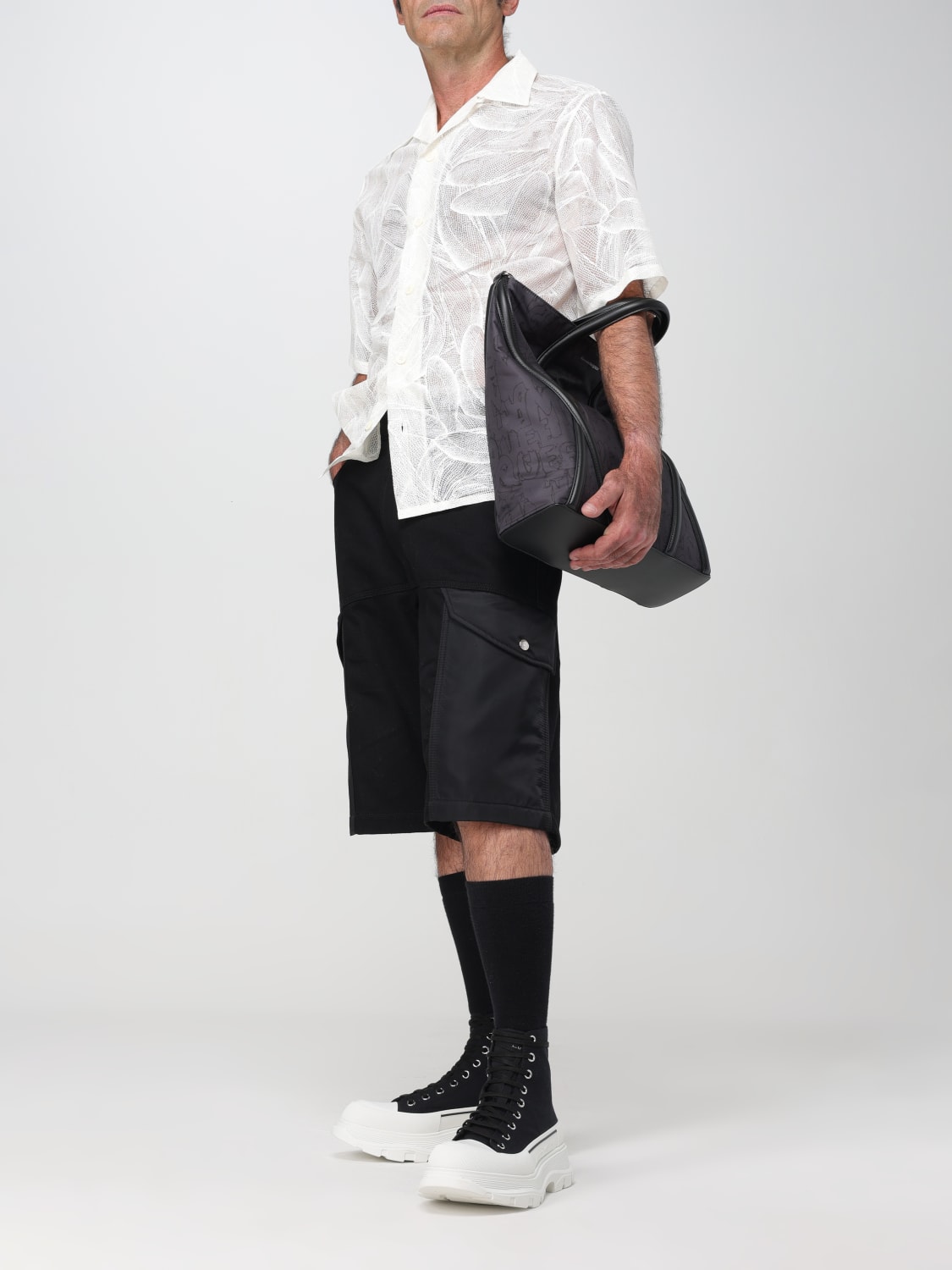バッグ・カバンその他 ALEXANDER MCQUEEN Men Bags Black 7747671AAQ0 1000 McQueen Outlet: bag in nylon and leather - Black | McQueen