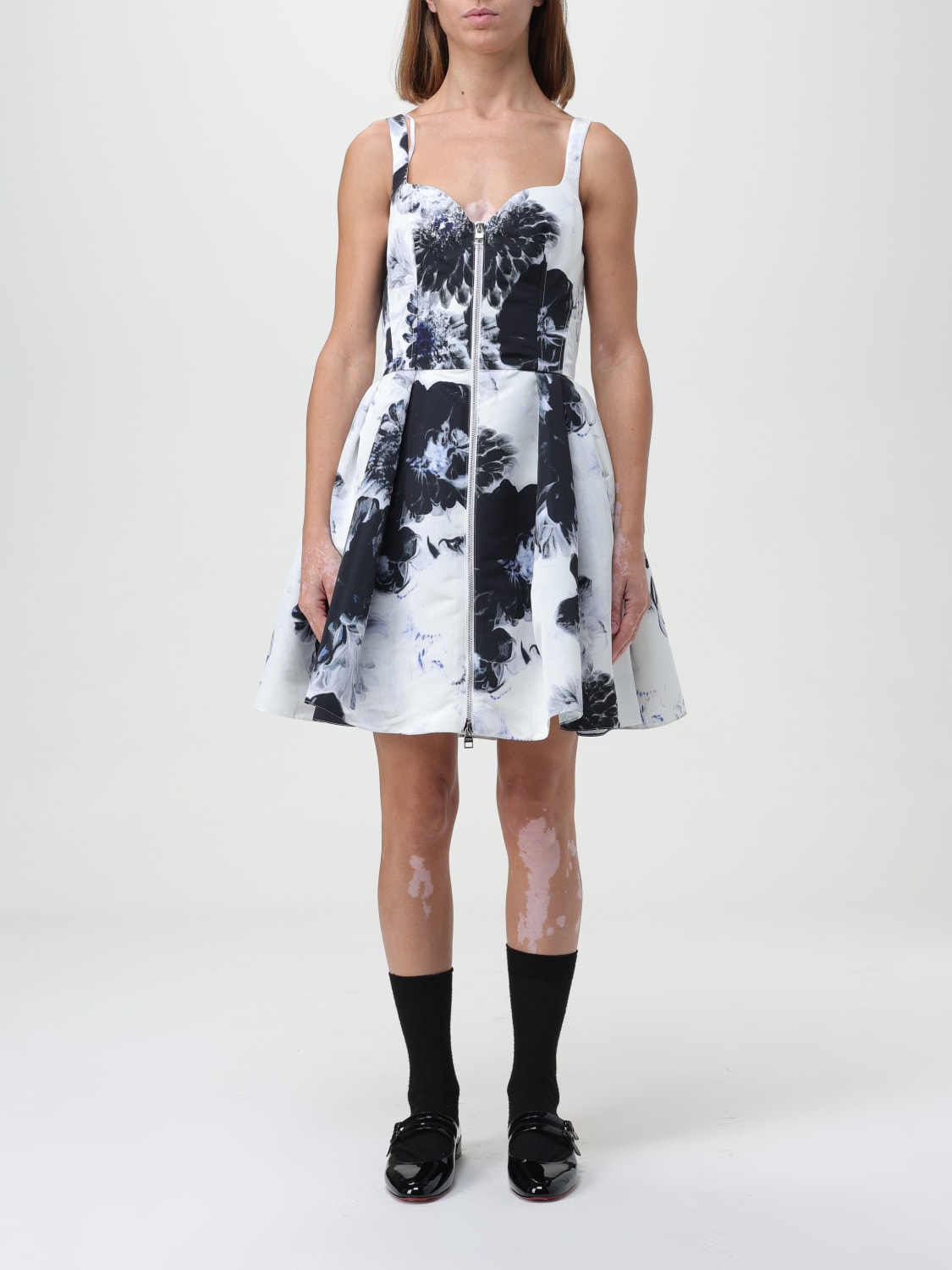 Alexander mcqueen black and white dress online