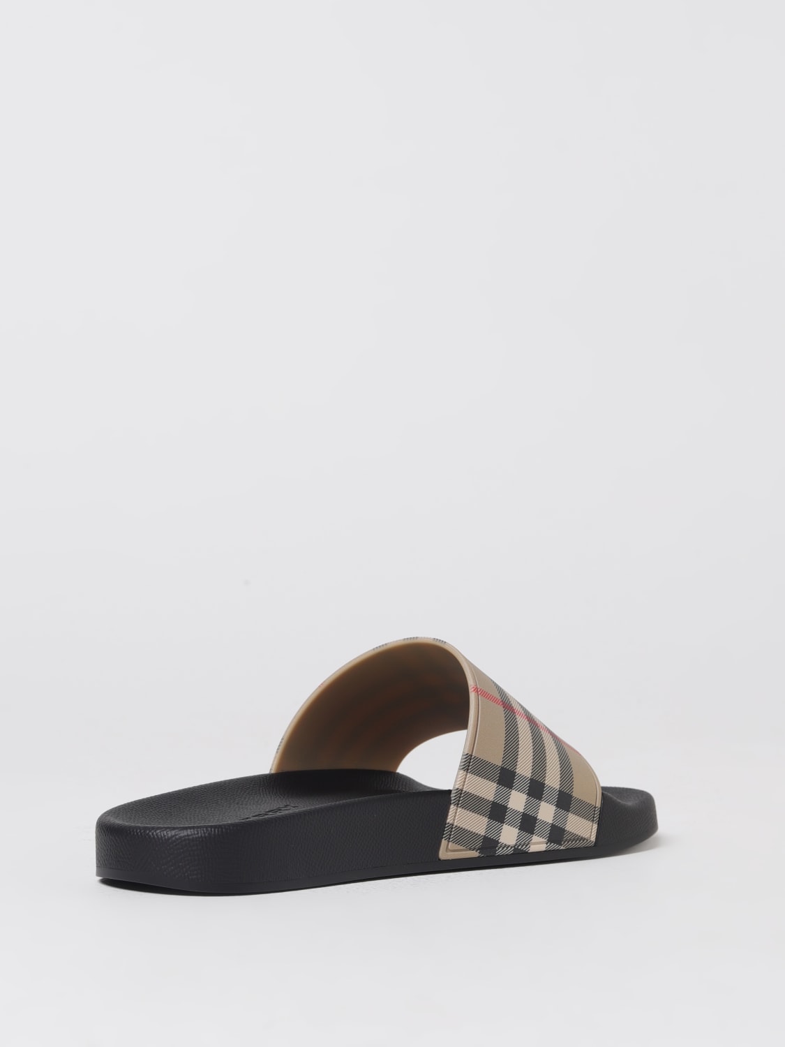 BURBERRY SANDALS: Burberry Furley slides in check rubber, Beige - Img 3