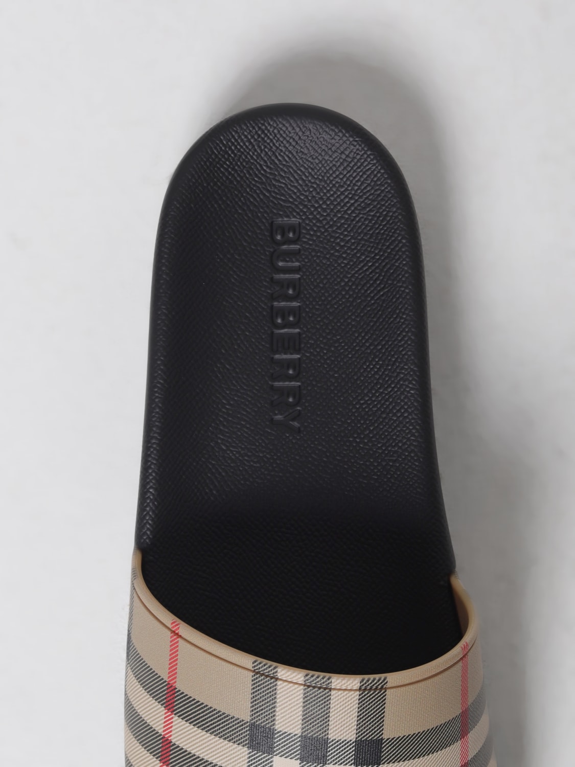BURBERRY SANDALS: Burberry Furley slides in check rubber, Beige - Img 4