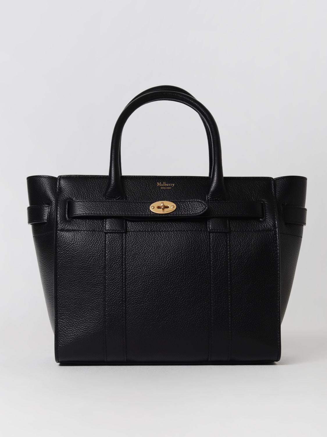MULBERRY HANDBAG: Mulberry Bayswater bag in grained leather with shoulder strap, Black - Img 1