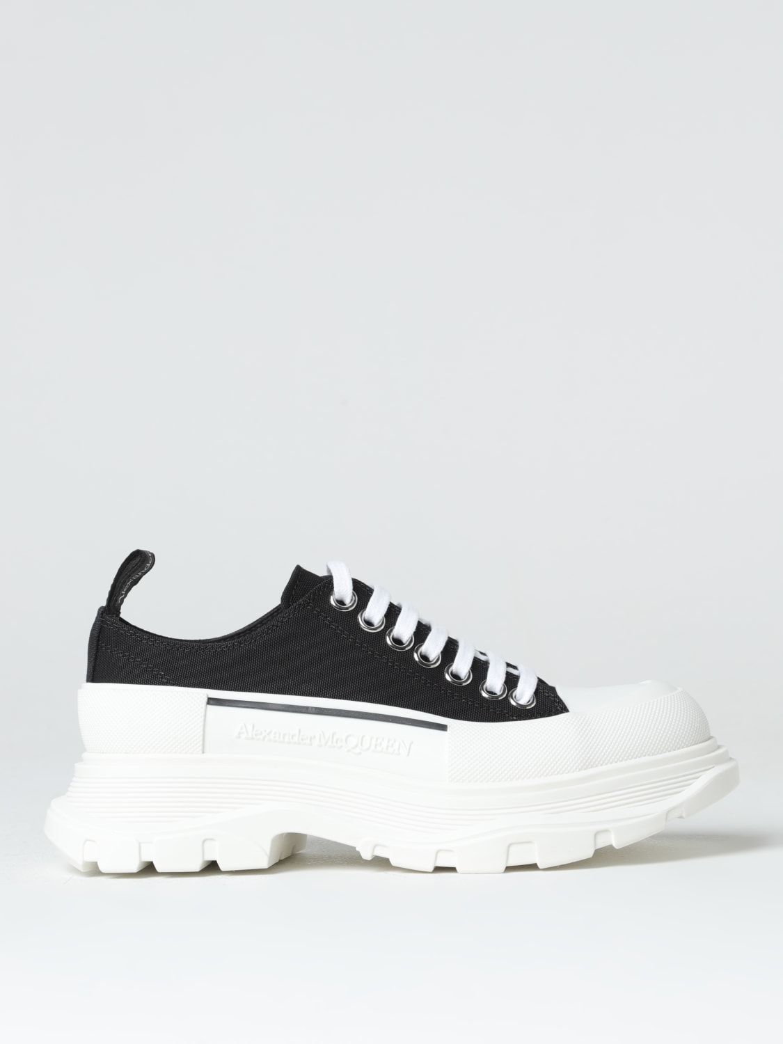 MCQUEEN SNEAKERS: McQueen Tread Slick sneakers in canvas and rubber, Black - Img 1