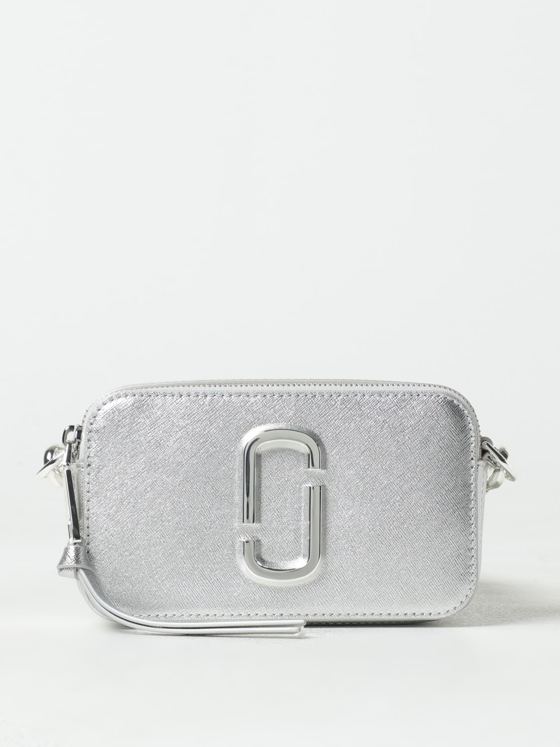 MARC JACOBS MINI BAG: Marc Jacobs The Snapshot bag in laminated saffiano leather, Silver - Img 1