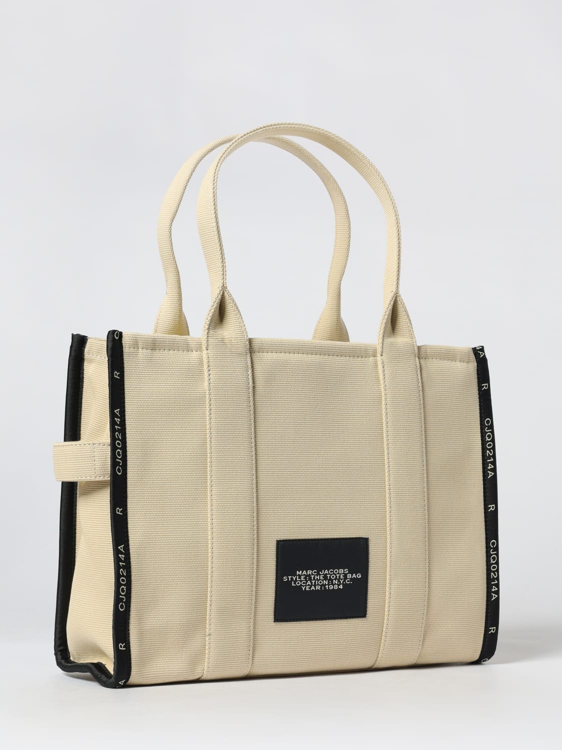MARC JACOBS TOTE BAG: Marc Jacobs iThe Large Tote Bag n canvas with jacquard logo, Beige - Img 2