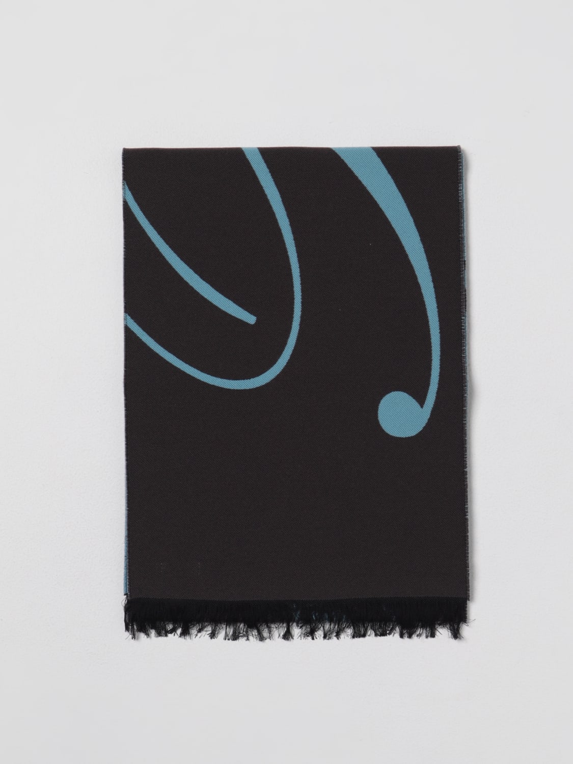 BURBERRY SCARF: Burberry wool scarf with jacquard macro logo, Black - Img 1